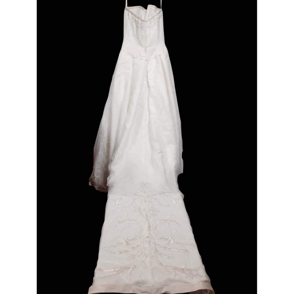 Michaelangelo Ivory Strapless Embroidered Wedding Dress 6 W/ 2 Veils & Petticoat - Picture 7 of 12